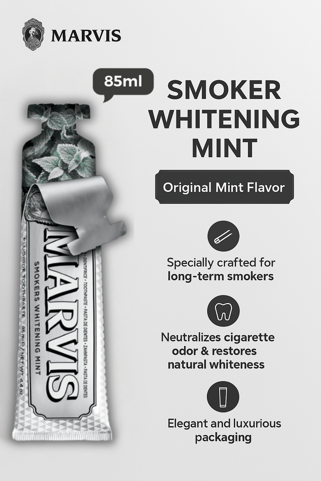 Marvis Smokers Whitening Mint Toothpaste 85ml